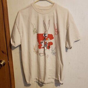 Bugs Bunny Looney Tunes Men's XL Beige Natural Cotton T-Shirt Loot Crate
